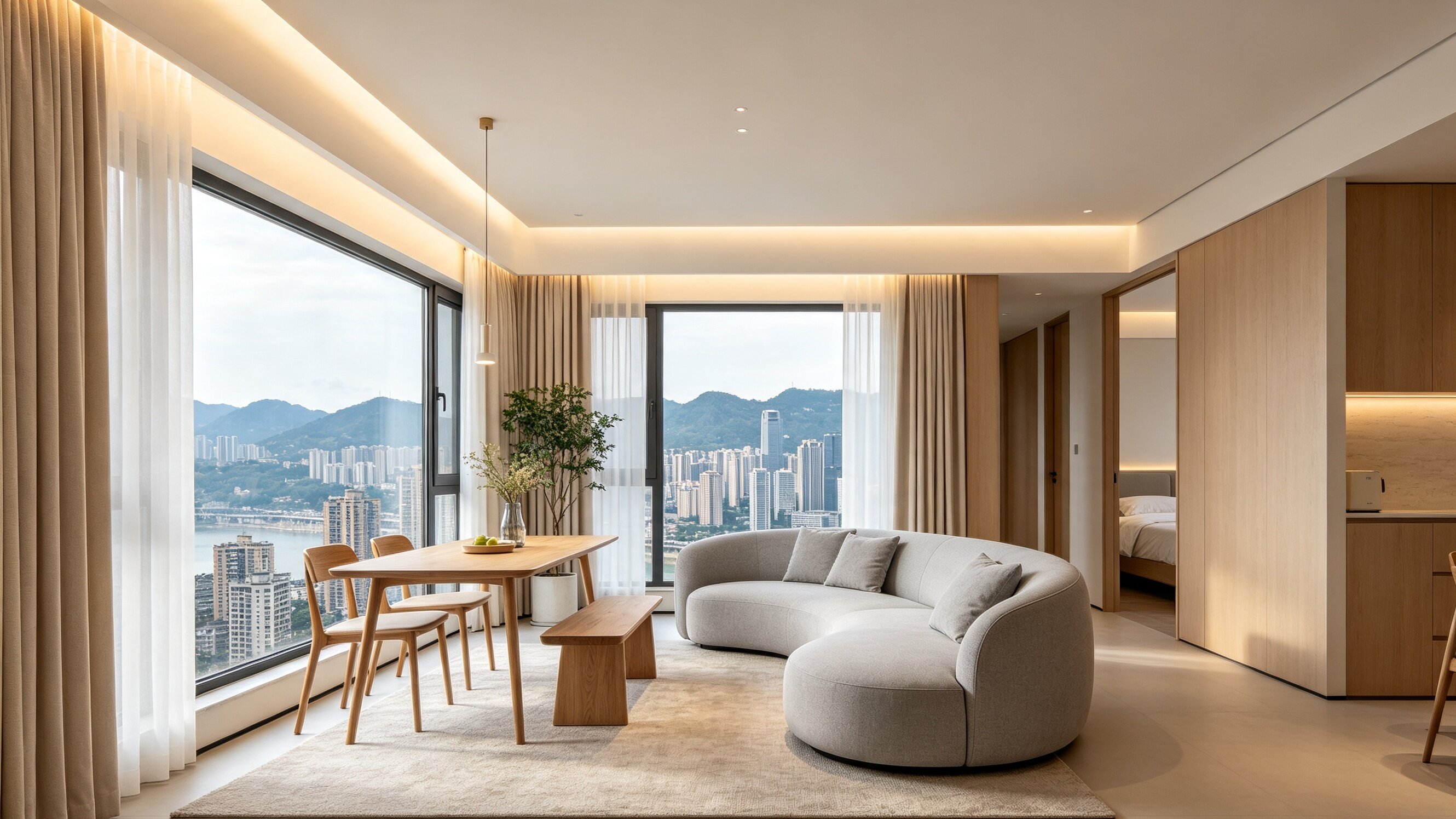 Modern apartment buildings and park view in Hefei, Anhui, China